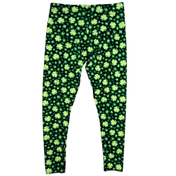 (5 for $25) Serra Shamrock Print Super Soft Leggings Size Large - Picture 2 of 5